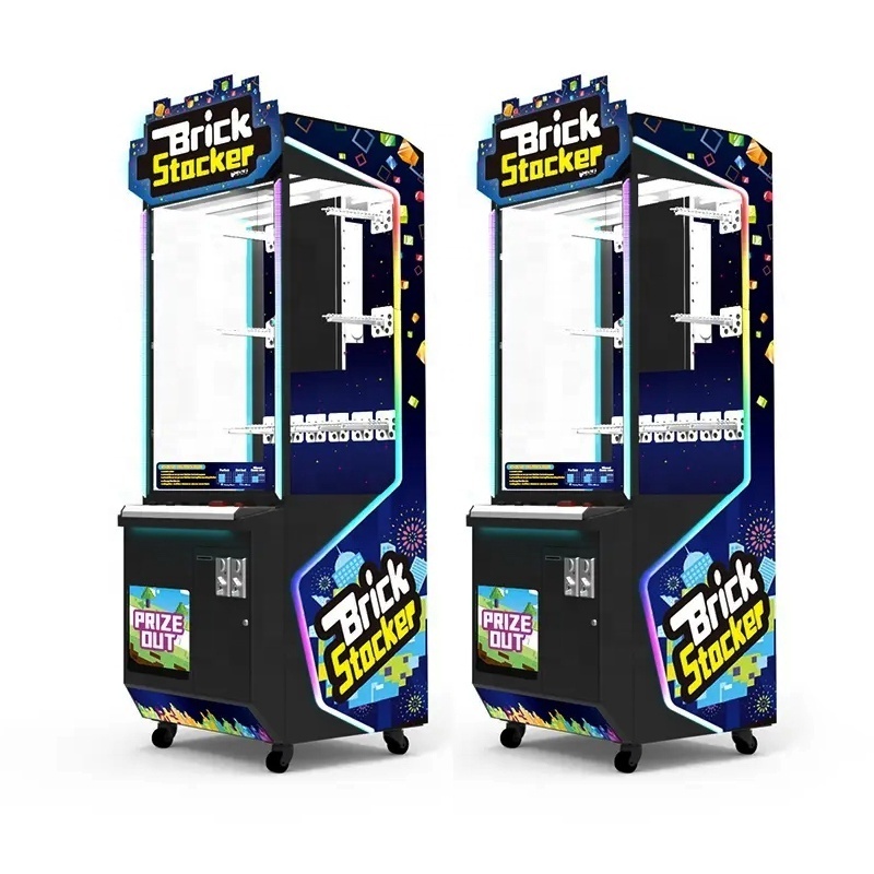 High quality coin operated Brick stacker prize game arcade ticket redemption claw crane machine