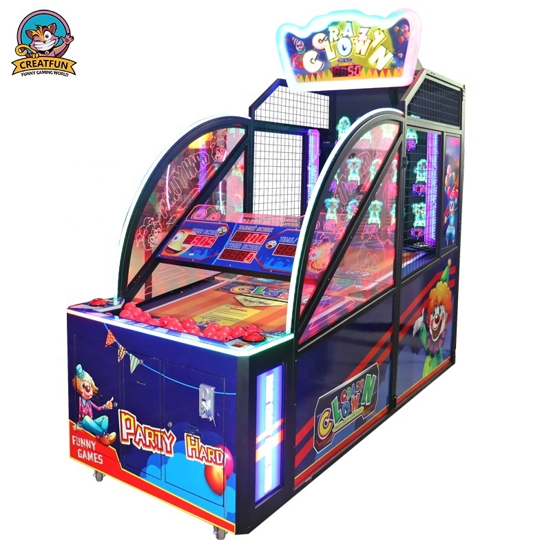 2022 Hot sales Indoor Coin Operated Game Machines  Crazy Clown Throwing Ball Games Lottery Machine