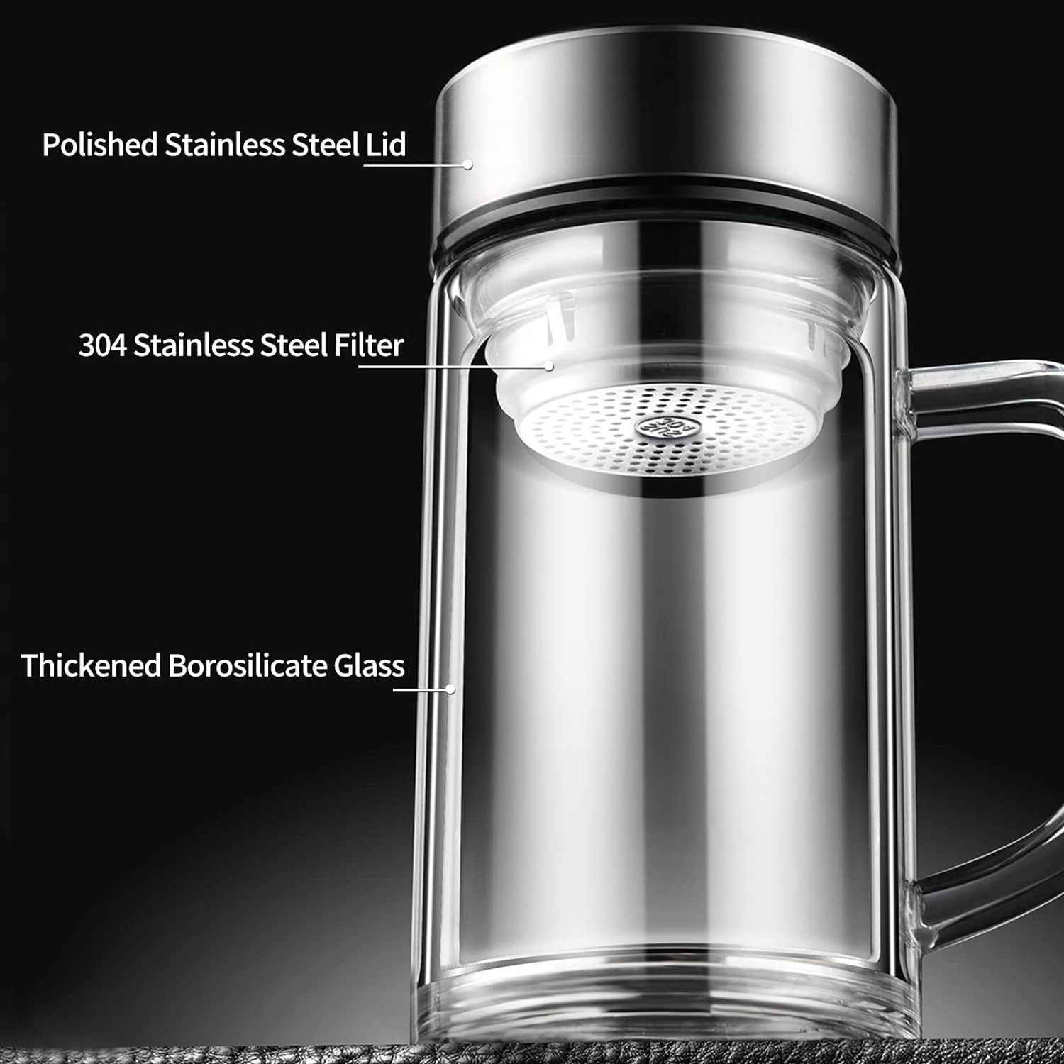 Office Glass Infuser Bottle Tea Tumbler Cup Double Wall Borosilicate Travel Mug Portable Tea Maker with Strainer