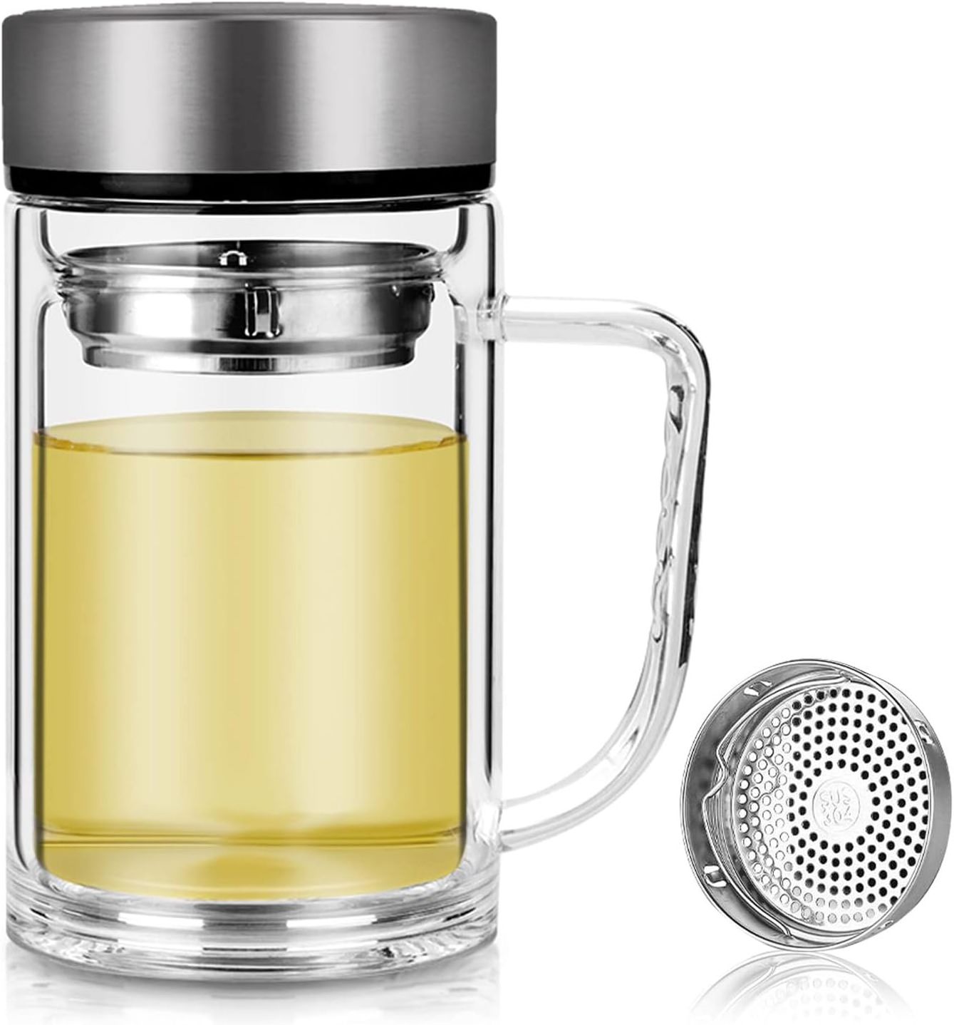 Office Glass Infuser Bottle Tea Tumbler Cup Double Wall Borosilicate Travel Mug Portable Tea Maker with Strainer