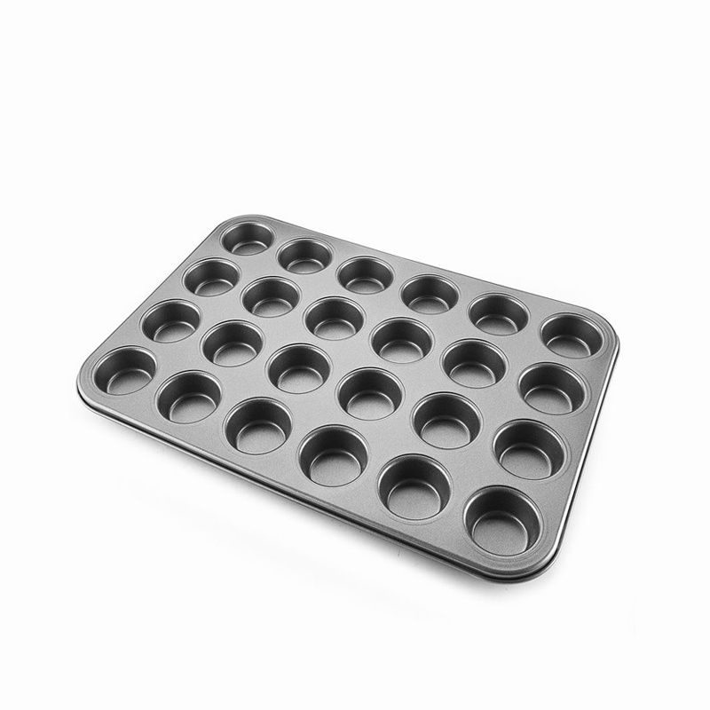 Custom BPA Free 100% Non-Toxic Aluminum Cake Mold Easy Release 24 Well Round Silicone Muffin Tray 12 Cup Cupcake Baking Pan