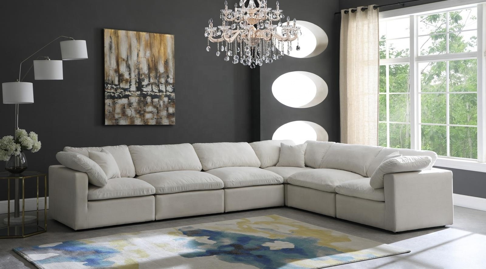 Modular Reversible Sectional Sofa with Reversible Chaise Fabric Sofa Modular U-shaped Couches Living Room Sofas