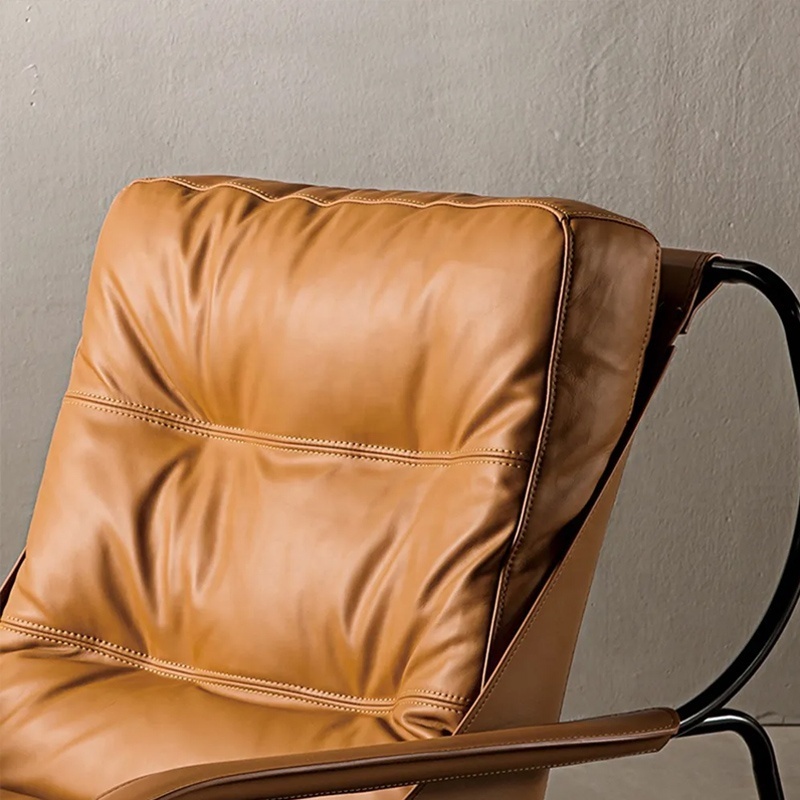 Real Leather Armchair Living Room Furniture Chairs Retro Accent Chair, Leather Lounge Chair