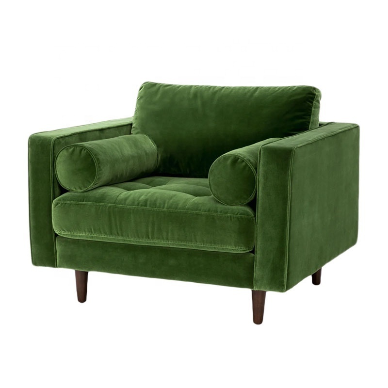 Scott Armchair Grass Green Velvet 1 seat Sofa Living Room Sofas Fabric Sofa