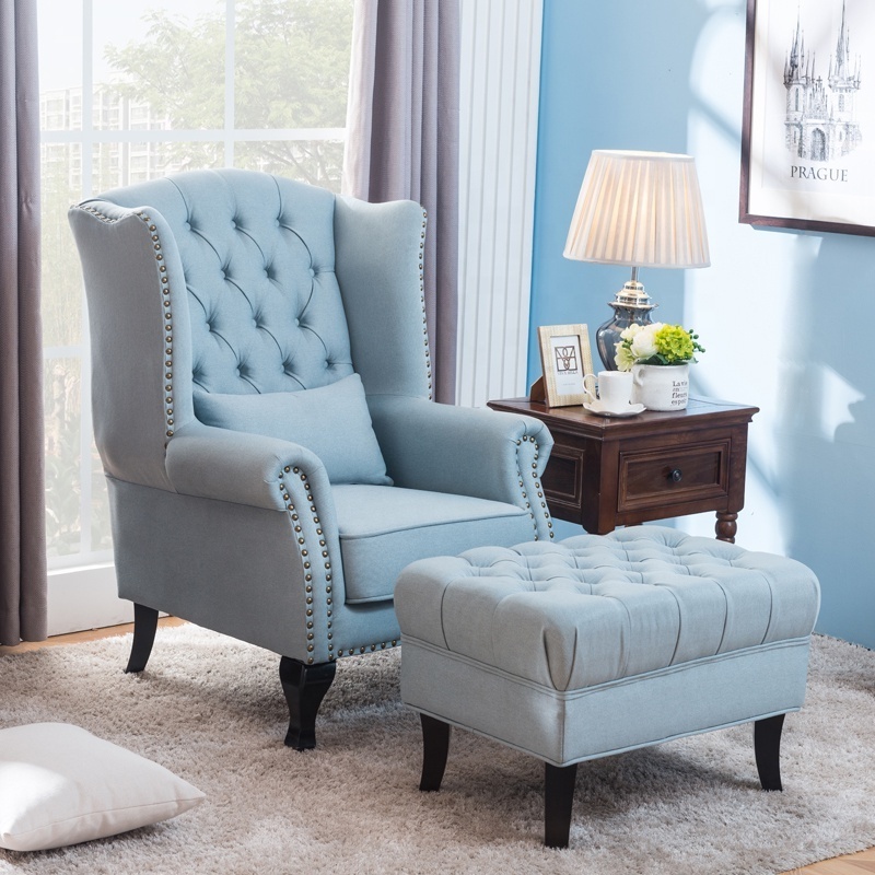 Chesterfield Fabric Queen Anne High Back Wing Chair Chesterfield Armchair Lounge Chairs