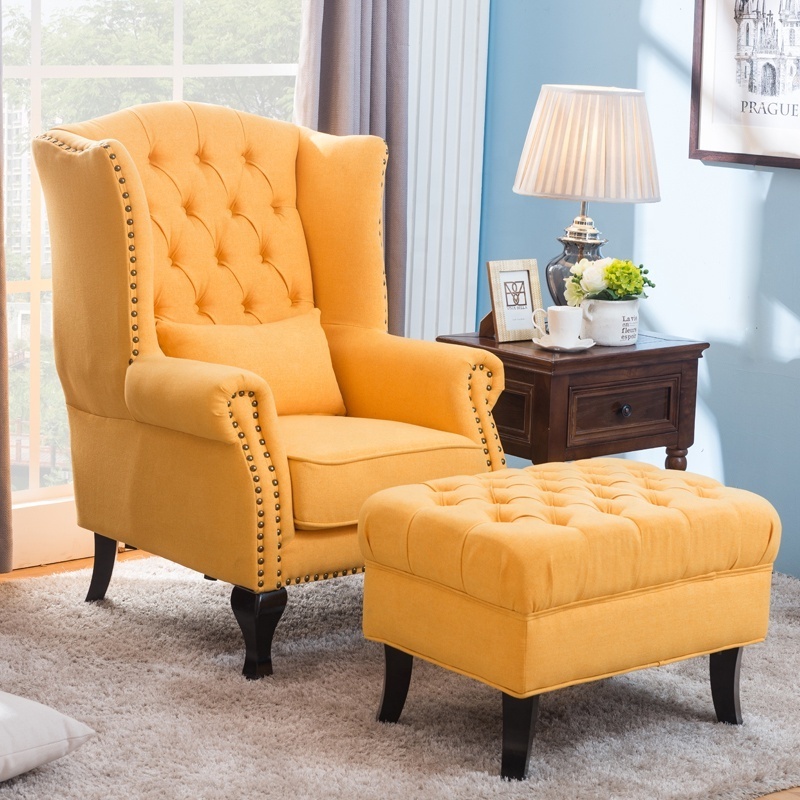 Chesterfield Fabric Queen Anne High Back Wing Chair Chesterfield Armchair Lounge Chairs