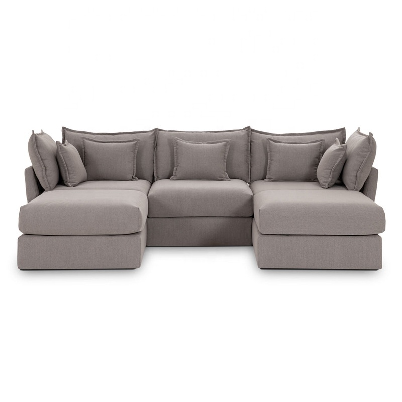 3 Seater Sofa and Double Chaise Convertible Sectional Sofa U Shaped Couch with Double Reversible Chaise Modular Sectional Sofas