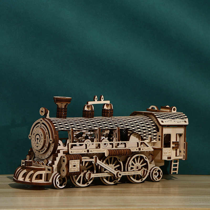 Factory outlet Gear steam train 248 pcs jigsaw puzzle DIY 3d Wood Car Puzzle