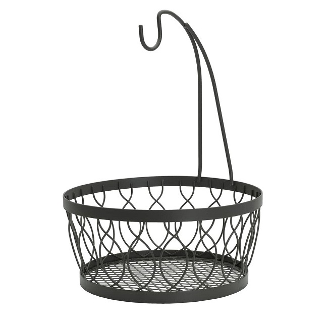 Metal Basket Made Of Wire In A Grey/zinc Color Basket has two handles attacked for hanging. Perfect to hang on a ladder or rai