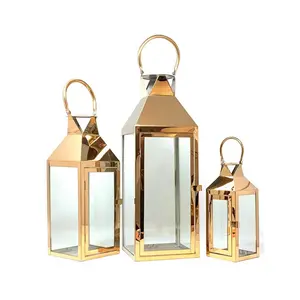 Fancy Design Gold  Lantern Metal Candle Lanterns for Home & Hotels Decorative Vintage Style Hanging Lantern