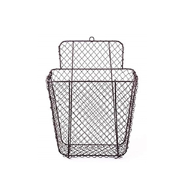 Metal Basket Made Of Wire In A Grey/zinc Color Basket has two handles attacked for hanging. Perfect to hang on a ladder or rai