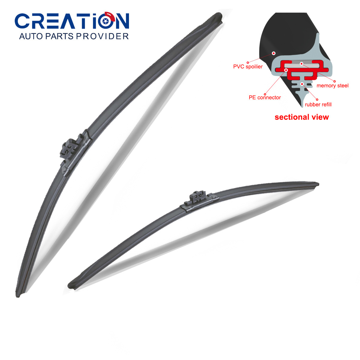 CREATION Universal Windshield Auto Parts Windshield Soft  Wiper Car Frameless  Wiper Blade Rubber Refill