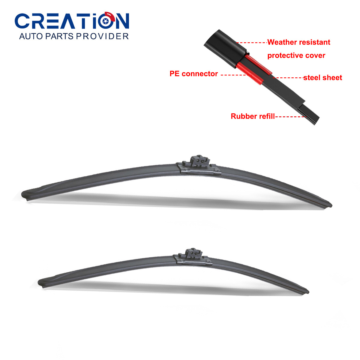 CREATION Universal Windshield Auto Parts Windshield Soft  Wiper Car Frameless  Wiper Blade Rubber Refill