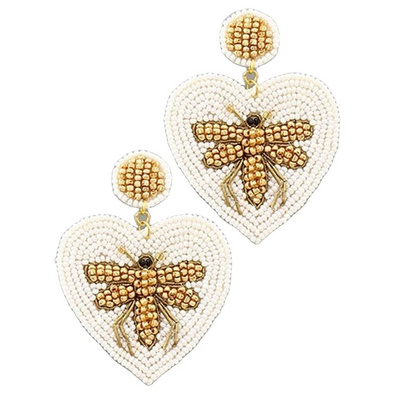 seed bead embroidered earrings heart shape design earrings from India handmade earrings for women and girls