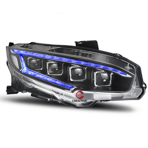 For Honda Civic 10th Gen   2016 2017 2018 2019 2020 2021 ALL LED Headlights 4EYES LENS Car Front Light Headlamp Led Headlight