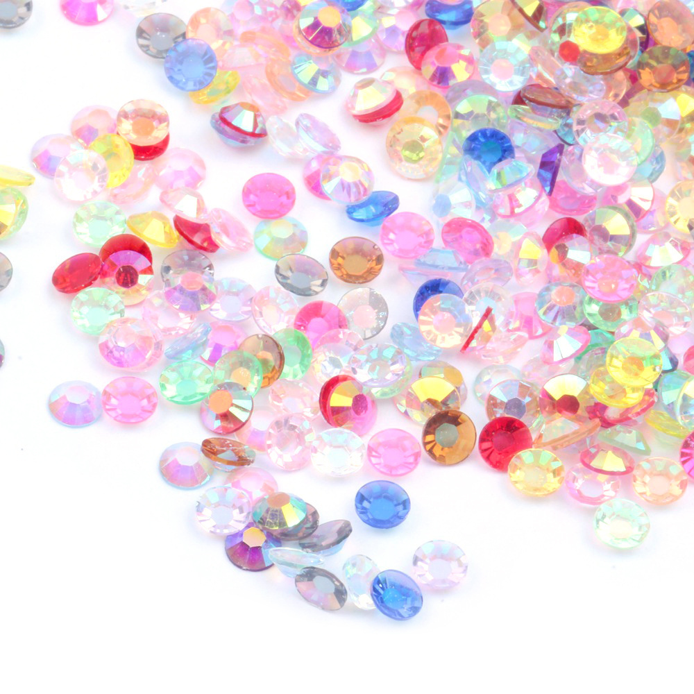 Transparent Iridescent AB Color Loose Resin Gems Non Hot Fix Flat Back Resin Rhinestone For Craft DIY Phone Case Nail Art