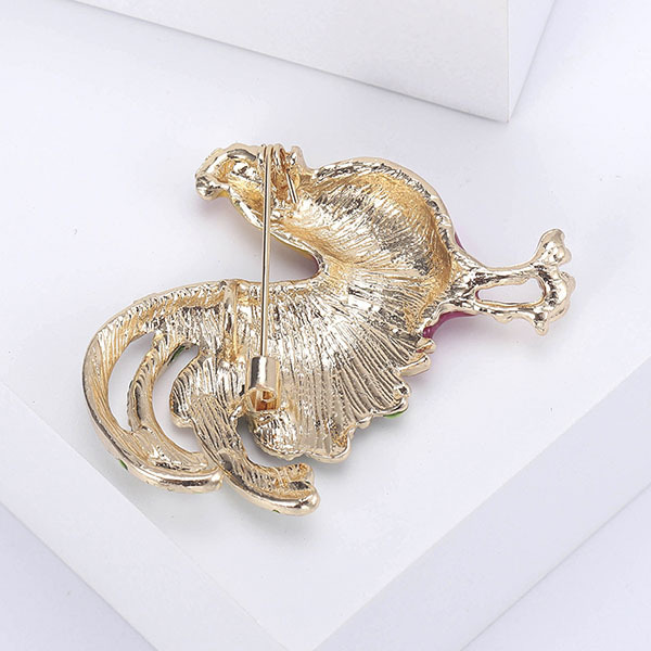 Trendy Big Rooster Brooch French Jewelry Fashion Multicolor Crystal Rhinestone Brooches Female Animal Brooches For Women