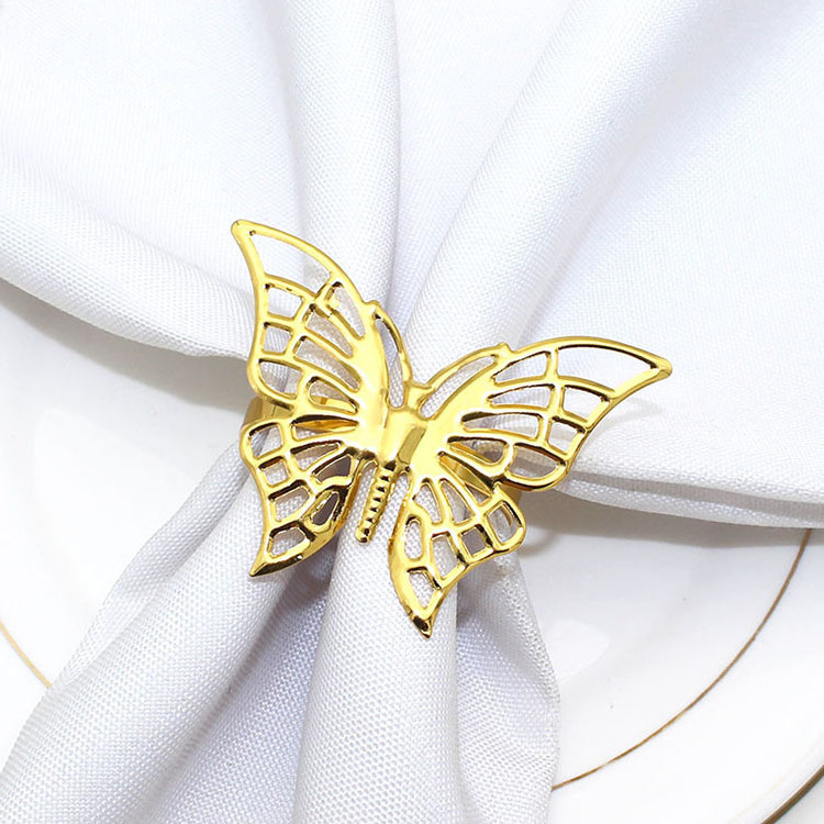 Wholesale Luxury Butterfly Napkin Ring Holder Cheap Metal Table Decoration for Wedding Parties and Camping