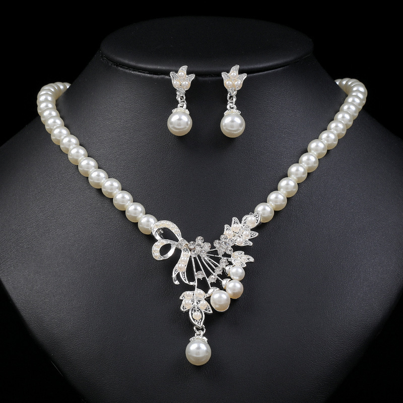 Fashion African Pearl Jewelry Sets Bridal Lady Women Jewelry Gift Pearl Necklace Earring Sets Cheap Wholesale