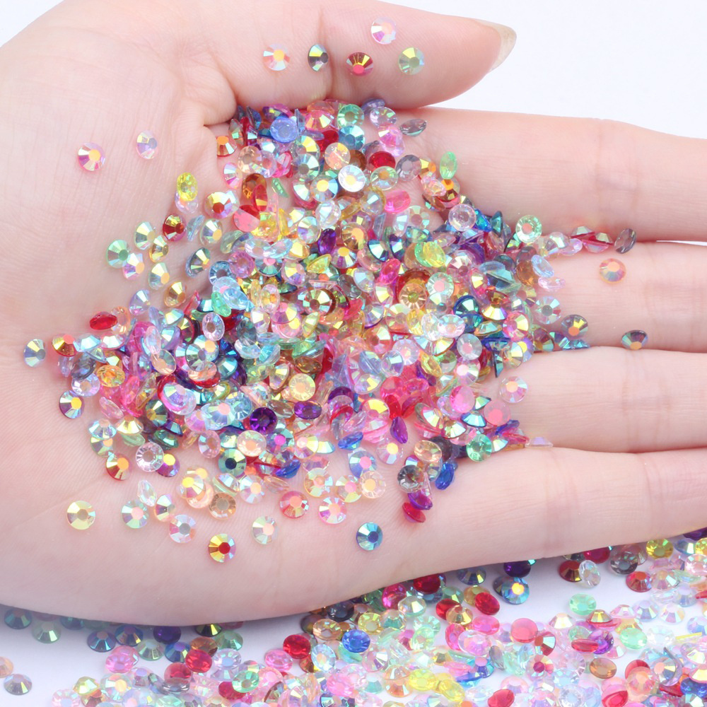 Transparent Iridescent AB Color Loose Resin Gems Non Hot Fix Flat Back Resin Rhinestone For Craft DIY Phone Case Nail Art