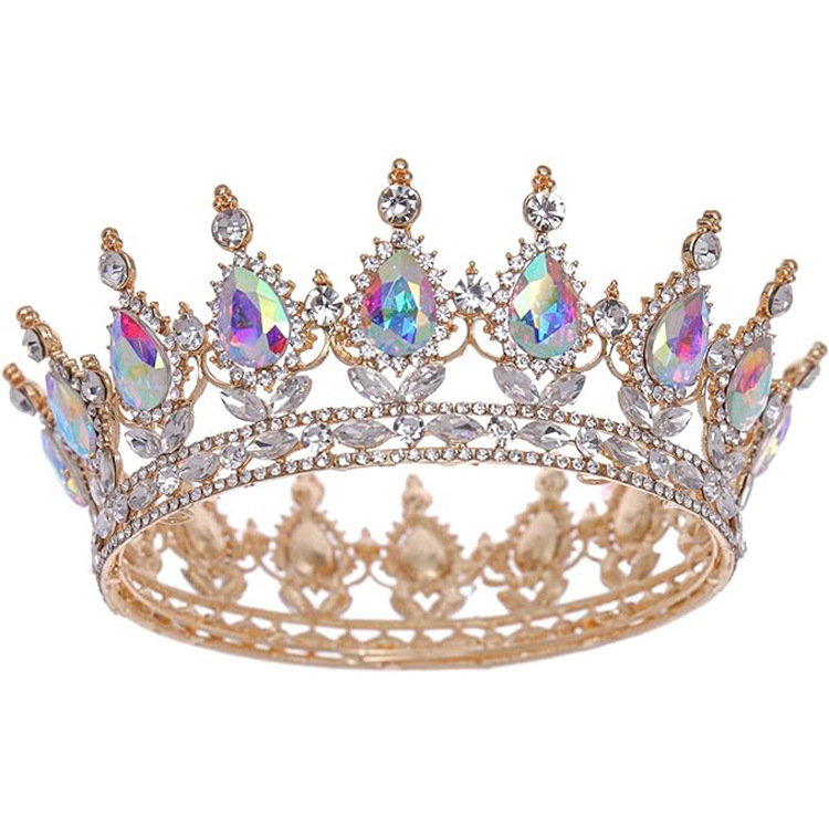 Wholesale Vintage Baroque Crown Bridal Tiara Beauty Pageant Crown Rhinestone Round Crown For Wedding Birthday Party