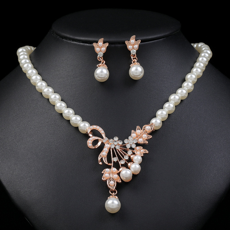 Fashion African Pearl Jewelry Sets Bridal Lady Women Jewelry Gift Pearl Necklace Earring Sets Cheap Wholesale