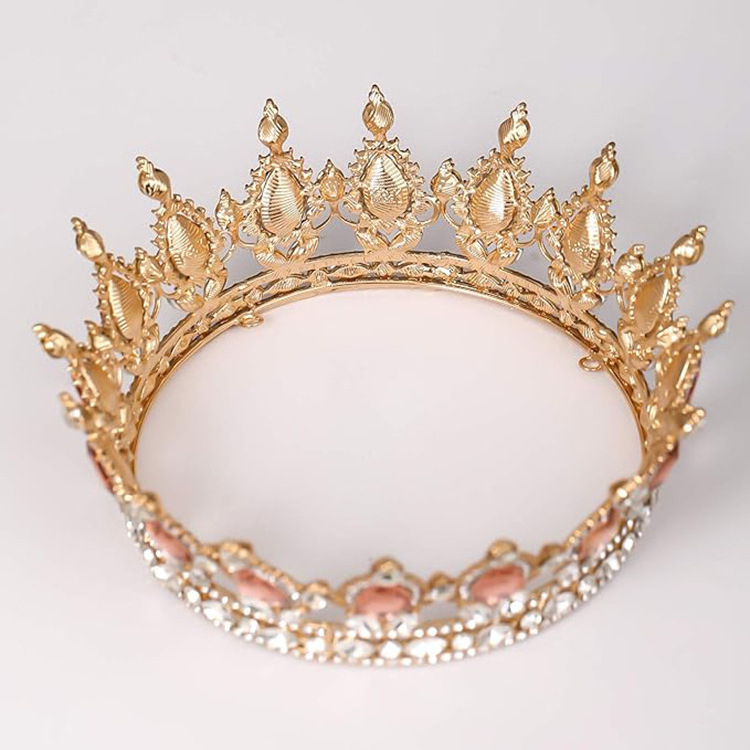 Wholesale Vintage Baroque Crown Bridal Tiara Beauty Pageant Crown Rhinestone Round Crown For Wedding Birthday Party