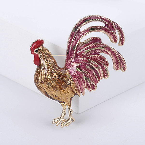 Trendy Big Rooster Brooch French Jewelry Fashion Multicolor Crystal Rhinestone Brooches Female Animal Brooches For Women