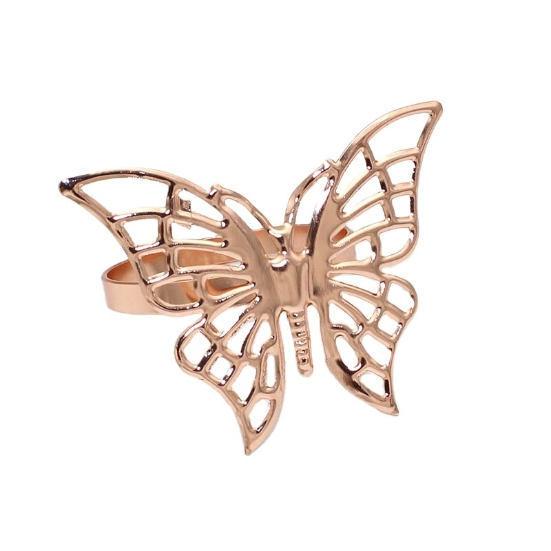 Wholesale Luxury Butterfly Napkin Ring Holder Cheap Metal Table Decoration for Wedding Parties and Camping