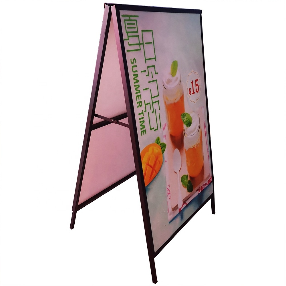 Black Metal A-Frame Promotional board Sign Freestanding Foldable Dual Sided holder for Restaurant Menu