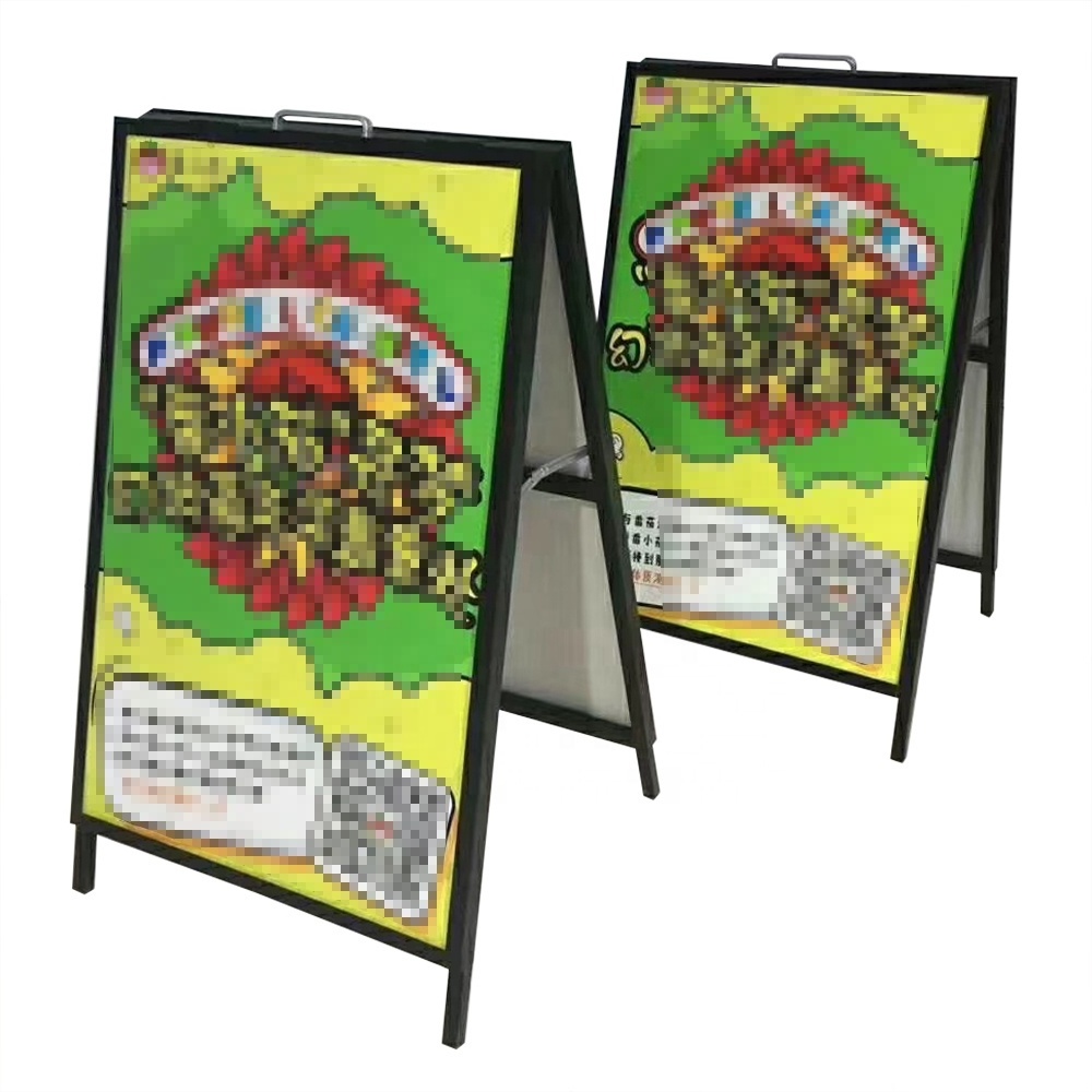 Black Metal A-Frame Promotional board Sign Freestanding Foldable Dual Sided holder for Restaurant Menu