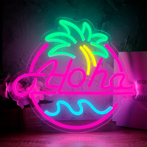 Aloha Beer Led Neon Sign Palm Tree Neon Light Signs for Tropical Summer Home Bar