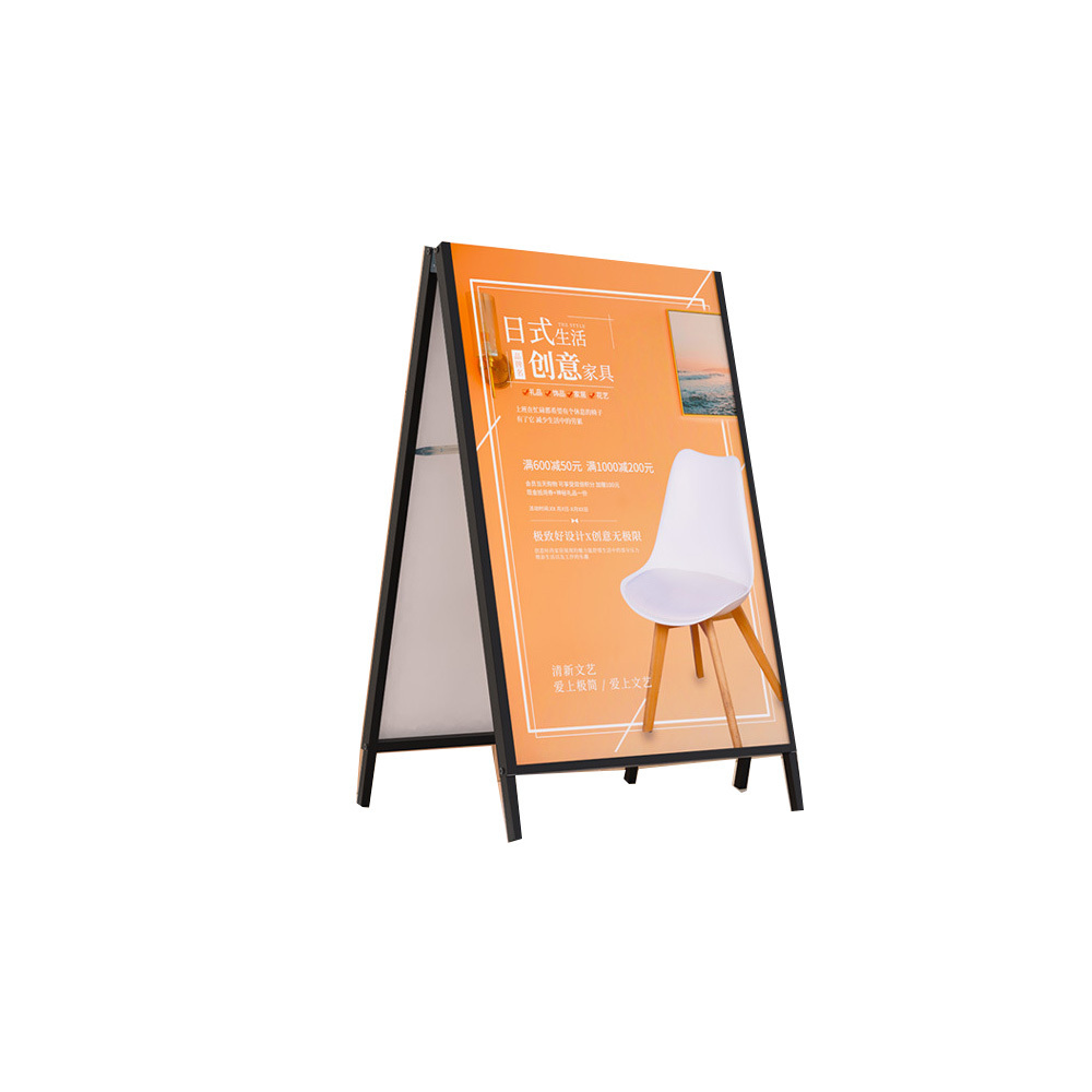 Black Metal A-Frame Promotional board Sign Freestanding Foldable Dual Sided holder for Restaurant Menu