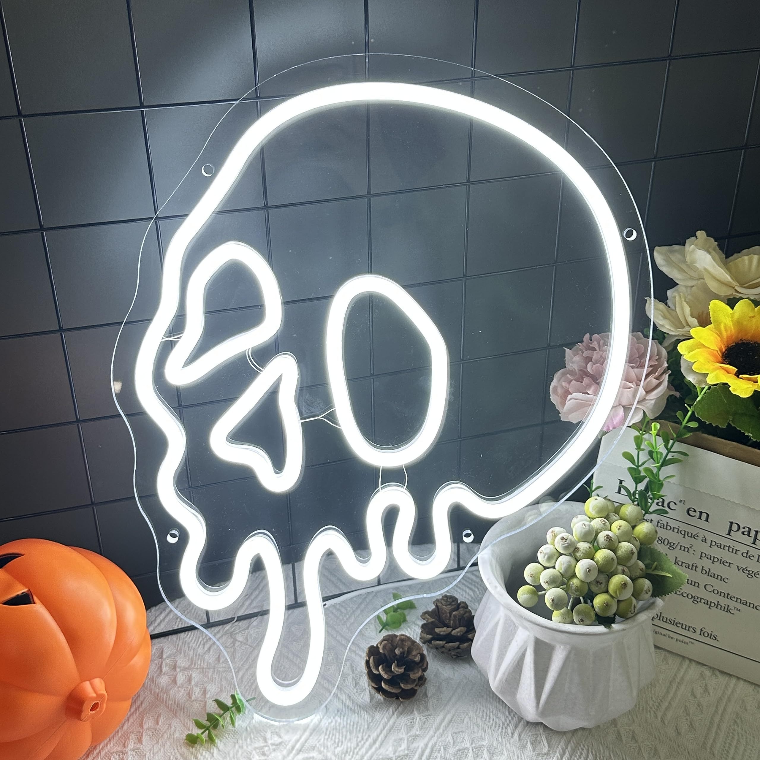 Halloween Melting Skeleton Skull head Led light Neon Signs for Horror Theme Party