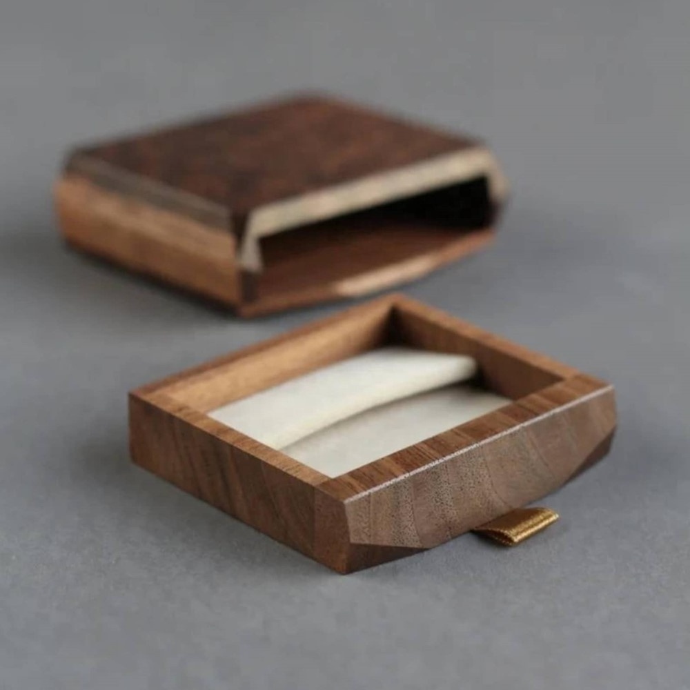 Wood Couple Rings Box Drawer for Engagement Wedding Ring Box