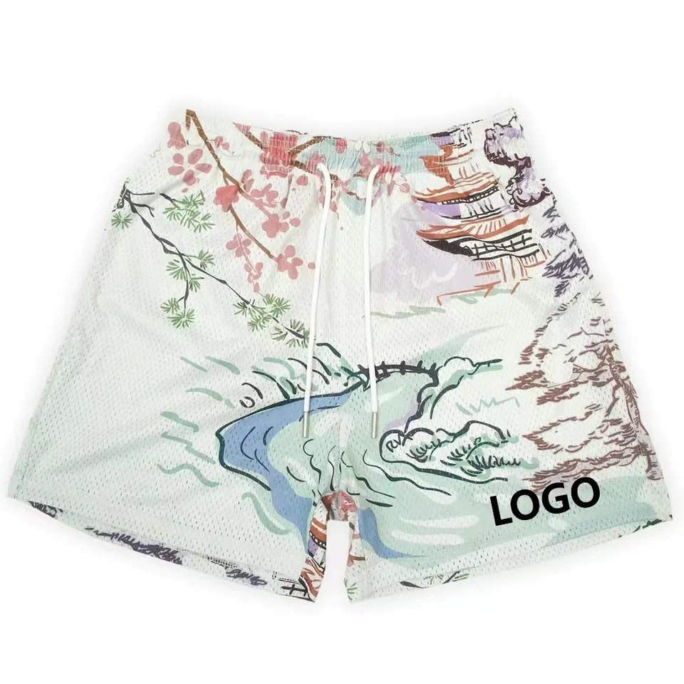 2024  Mesh Shorts Custom 5 6 Inch Inseam,Wholesale Sublimation Printed Double Layered Men Custom Mesh Shorts With Pockets