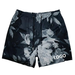 2024  Mesh Shorts Custom 5 6 Inch Inseam,Wholesale Sublimation Printed Double Layered Men Custom Mesh Shorts With Pockets