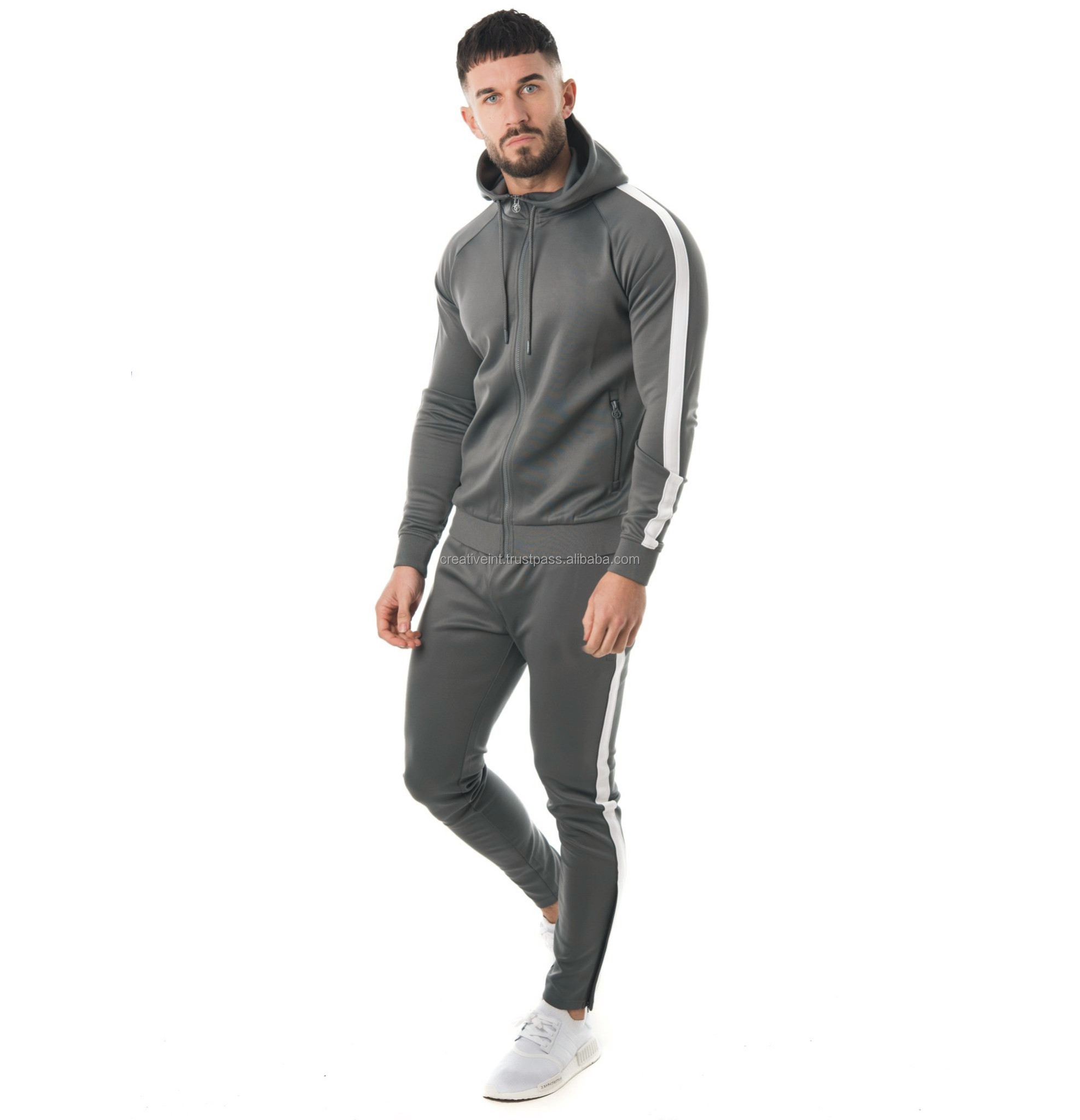 Men's Stacked Suit Zip Plain Jogging Suit for Men Track Pants Customize Logo Tech Fleece Tracksuit Adults Winter Jogging Sets