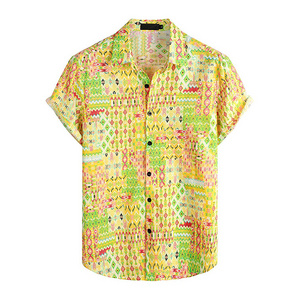 Custom made Wholesale Polyester Casual Printing Men's Beach Shirts Outdoor Button Down Sublimated Print Hawaiian Shirts OEM