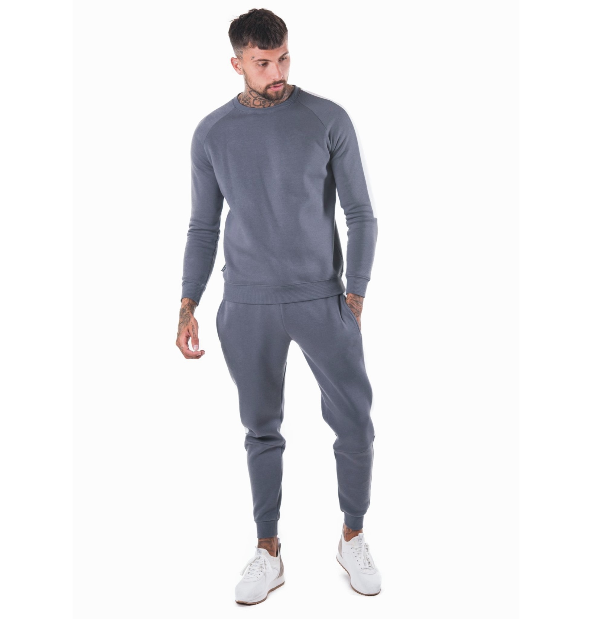 Men's Stacked Suit Zip Plain Jogging Suit for Men Track Pants Customize Logo Tech Fleece Tracksuit Adults Winter Jogging Sets