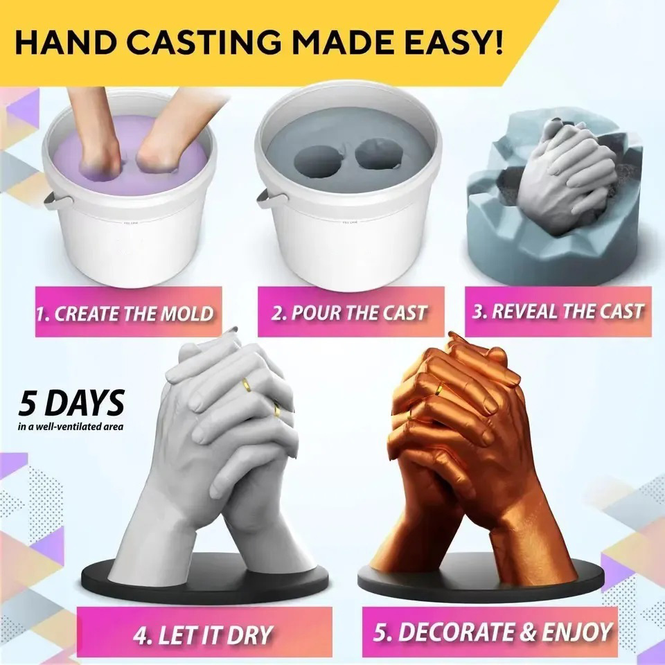 Casting Kit for Couples - Plaster Hand Mold Casting DIY Kit for for Couples, Girlfriend Boyfriend, Wedding Gifts Husband Wife