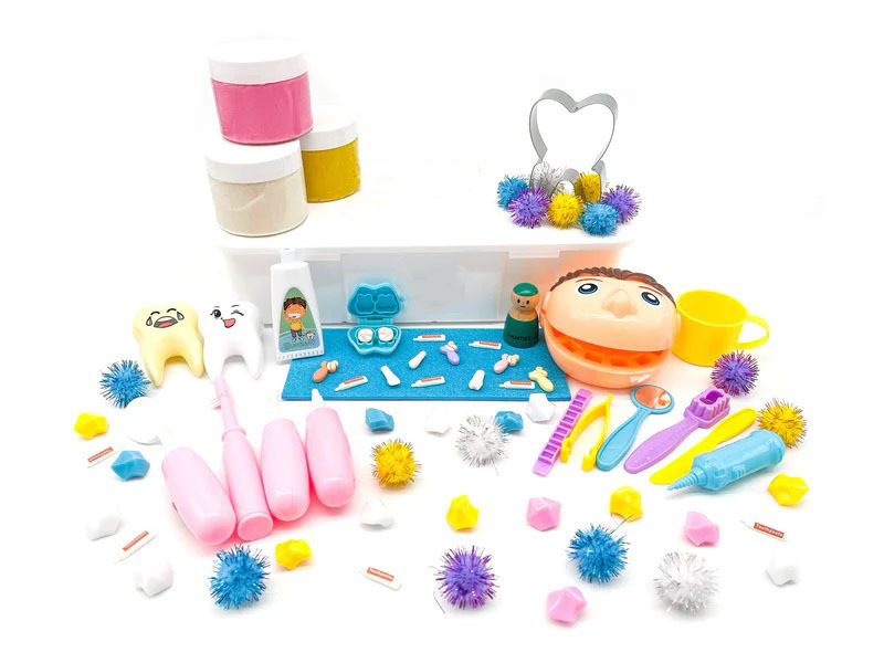 Perfect Kraft Pretend Play Dentist Medical Kit Modeling Clay Craft Kit Kids Doctor Play Set Dentist Kit Sensory Bin for Kids