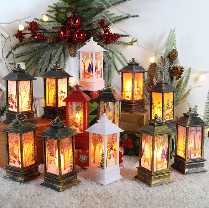 Christmas  Decorative Lantern LED Light Up Christmas Wind Lamp