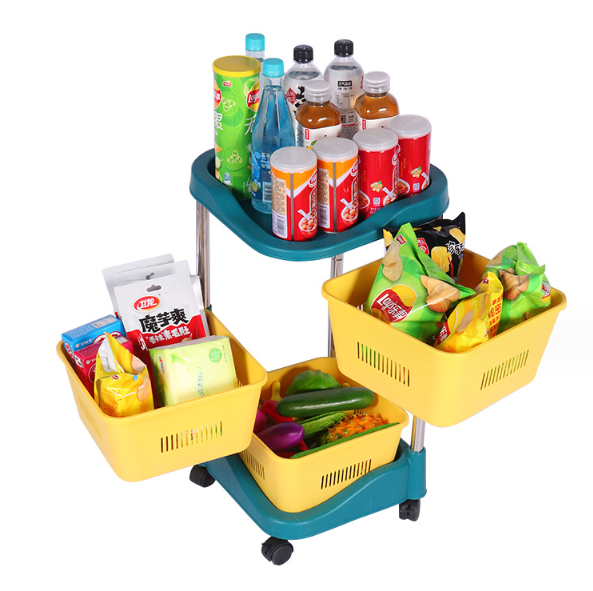 2/3/4/5-Tier Rotating Storage Rack Fruit and Vegetable Cart Fruit Basket for Kitchen Pantry Storage Cart Rotating Storage Rack