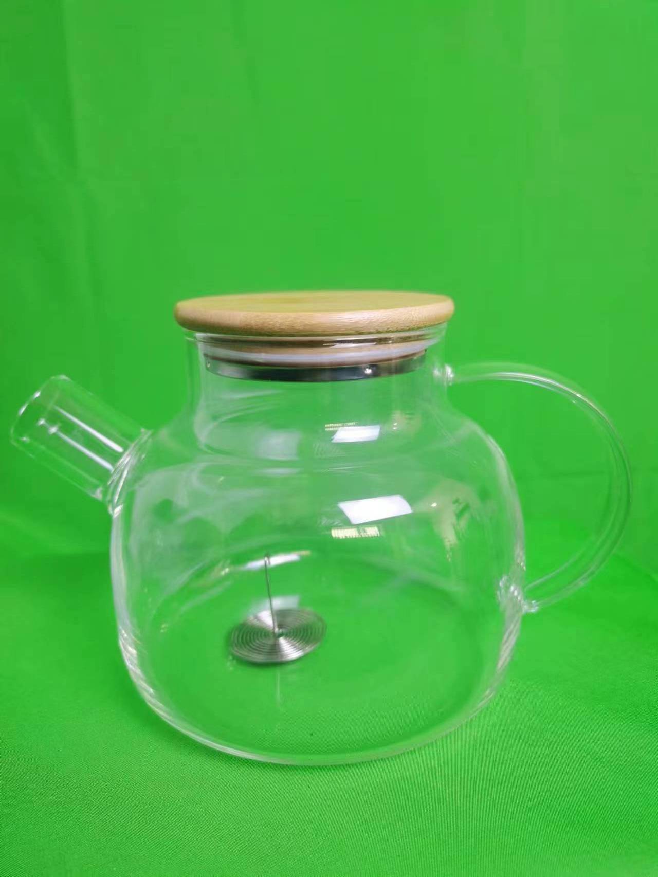 Heat Resistant Borosilicate Clear Glass Teapot With Tea  Infuser  Warmer And Glass Or Bamboo  Lid