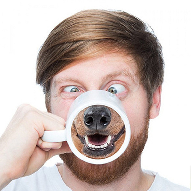 11oz  Ceramic White Funny Nose Sublimation Coffee Mug Funny Nose Mugs