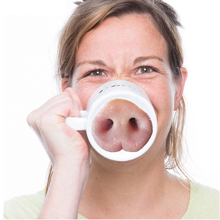 11oz  Ceramic White Funny Nose Sublimation Coffee Mug Funny Nose Mugs