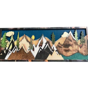 Wood Mountain Wall Art 3D Stereo Natural Landscape Sculpture Abstract Painting Carving Wall Mounted for Home Decoration