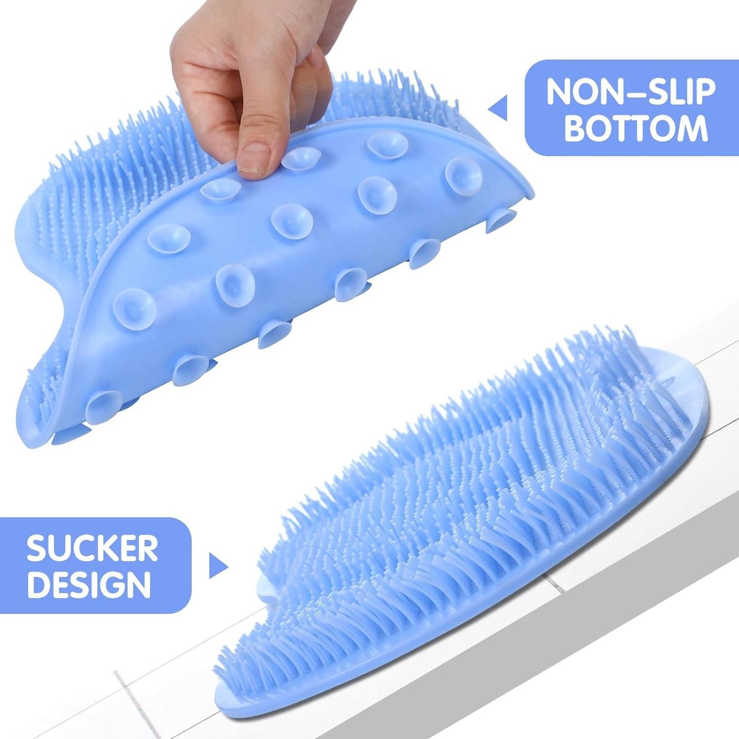 Shower Back & Foot Scrubber,Wall Mounted Back Scrubber Silicone Bath Massage Cushion Brush with Suction Cups,Bathroom Wash Foot