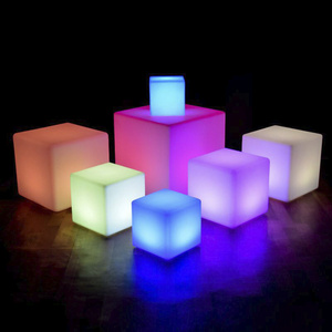 outdoor Party Event decorating supplies led bar cube chairs illuminated cube stool plastic led cube seating